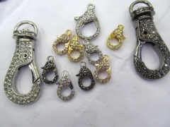 wholeasle 50Pcs 12-60mm CZ Micro Pave Diamond paved Lobster Clasps Jewelry findings, Micro Pave Asso