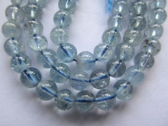 AA grade 4 6 8 10 12 14 16mm full strand Genuine Aquamarine Beryl for making jewelry Round Ball Blue
