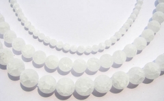 AA grade 4-16mm genuine white quartz beads round ball matt crab cracked crystal gergous jewelry bead