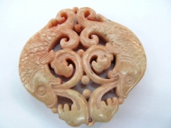 free ship--70mm(2.8inch) handmande natural jade stone Double Face animals assortment jewelry focal p