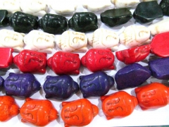 5strands 15x20 20x30mm howlite turquoise stone buddha carved red lapis blue purple mixed jewelry beads