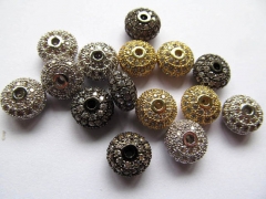 Free ship--12pcs 5x8 6x10 6x12mm Cubic Zirconia Micro Pave Brass Connector Rourn rondelle pinwheel s