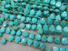 Top Drilled -- 2strands 7x10mm high quality turquoise gemstone teardrop drop faceted loose bead
