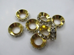 larger hole--100pcs 8-20mm Micro Pave Crystal spacer Brass Rondelle Pinwheel Buttone bead