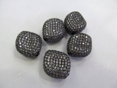 AAA 12pcs 20mm Fashion Micro Pave set cubic zirconia beads square Slab twisted gunmetal spacer beads