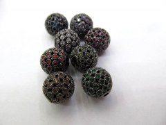12pcs 6-16mm Cubic Zirconia Micro Pave Brass Connector ,European Bead,Rourn Ball golden beads