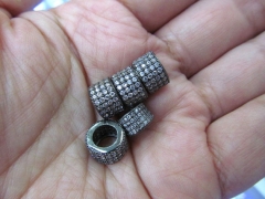Micro Pave CZ Spacer, Top Quality 12pcs 8 10 12mm Brass Cubic Zirconia drum pinwheel charm bead
