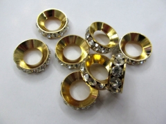larger hole--100pcs 8-20mm Micro Pave Crystal spacer Brass Rondelle Pinwheel Buttone bead