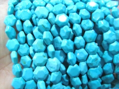 5strands 10mm Turquoise stone round disc hexagon faceted DIY Bead