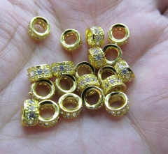 Micro Pave CZ Spacer 50pcs 5-10mm Brass Cubic Zirconia rondelle drum Tube column rose gold