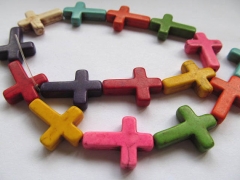 5strands 12-20mm Howlite Turquoise stone cross pendant rianbow mixed wholesale loose beads