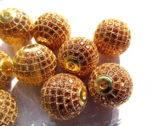12pcs 6-16mm Cubic Zirconia Micro Pave Brass Connector ,European Bead,Rourn Ball golden beads