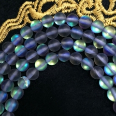 6-12mm Matte Mystic Aura Beads Amethyst AB Round Quartz Bead, Aurora Borealis Bead, Loose Gemstone