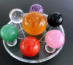 7pcs seven star array Chakra Crystal Set-round sphere ball-ReikiHealing Crystal-Chakra Balancing Stones-Quartz sphere-Meditation