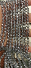 6mm 8mm 10mm 12mm Grey Silver Quartz -Rock crystal -round faceted loose beads for bracelet -necklace 16&quot; strand