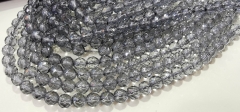 6mm 8mm 10mm 12mm Grey Silver Quartz -Rock crystal -round faceted loose beads for bracelet -necklace 16&quot; strand