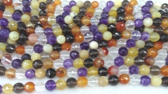 8mm 10mm 12mm genuine mixed quartz -red agate-clear white crystal -amethyst round faceted loose beads for bracelet -necklace 16&quot;