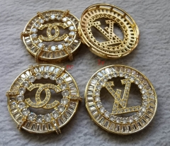 40mm(1.6")  Gold Micro CZ Pave Connetor disc roundel  Pendant, peace,rose gold CC-Lv Letter Pendant -connector-earrings Focal beads
