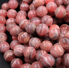 40pcs 10mm Natural Pink Rhodochrosite  Smooth Polished Round Beads Genuine Red Pink Gemstone 16" Strand  Argentina Gemstone