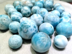 40mm to 16mm Genuine Larimar Cabs Round Dolphin color stone sphere blue pectolite,Round Ball Blue  loose larimar pendant gemstones