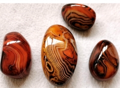 Wholesea 5PCS Botswana Fire Red Agate tumbled stones - Banded Agate Palm Stone - Healing Crystals and Healing Stones