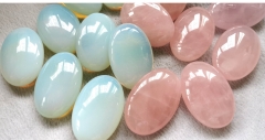 Wholesale  Opalite Palm Stone-Genuine Rose Quartz Palm Stones, Reiki Infused Oval Egg Worry stone crystal  Gift 2.4inch