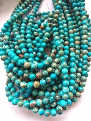 Sale--Dark blue  Sea Sediment Jasper Beads: Round Gemstone Wholesale 4mm 6mm 8mm 10mm Genuine Natural Stone Healing Imperial necklace 16inch