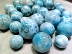 40mm to 16mm Genuine Larimar Cabs Round Dolphin color stone sphere blue pectolite,Round Ball Blue  loose larimar pendant gemstones