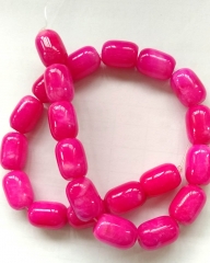Fuchisia pink jadeite-jade jewelry barrel drum rice 13x18mm  loose beads Amber-green-cherry -pink-red- blue  Necklace 16inch