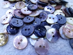12mm Genuine Purple Red -grey Black  Shell Buttons - Mother of Pearl Shell Buttons - Akoya Shell Button-double holes 100pcs