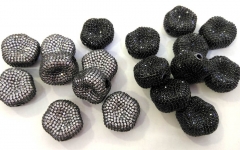 6pcs CZ Micro Pave Hexagon slab coin carved Spacer Beads, Pave  finding 15mm