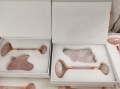 Wholesale --2pcs Face Roller by Royal Goods- Face, Neck, Eye, Skin Care 100% Authentic Rose Quartz Face Roller--gift box
