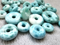 Genuine  Larimar Donut Gemstone  Circle donut gemstone for earrings -braclete-pendant focal bead 15-35mm