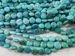 8mm-16mm  blue turquoise stone coin disc round  beads 16" strand