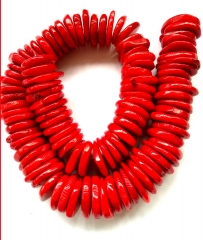 Large  red coral heishi beads  16inch  wheel slice Disc freeform loose beads 8-25mm