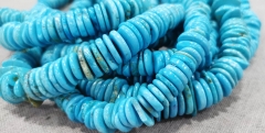 17inch  Turquoise stone Heishi Wheel  Slab coin disc Spacer Beads blue necklace stone 12-14mm