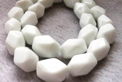 Faceted nuggets Natural Jade  stone 8-20mm barrel white opal Loose bead 16inch