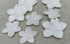 Drilled--10pcs Handmade Natural White Shell jewelry Beads,five flower fluorite  Charm Pendants 28mm 38mm
