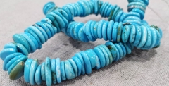 17inch  Turquoise stone Heishi Wheel  Slab coin disc Spacer Beads blue necklace stone 12-14mm