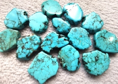 2-20pcs Matrix Flat Magnesite Chunky Beads in Turquoise - Nugget Beads for wire bangle Tassel bracelet jewelry makers, tassel focal point