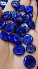 6pcs Genuine Lapis (Natural) A Grade Donut Circle Blue Lapis lazulie Gemstone  for Jewelry Making earrings-pendant 16mm