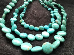 8mm-16mm  blue turquoise stone coin disc round  beads 16" strand
