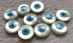 Free ship--100pcs black white  Mother Of Pearl Evil Eye Beads ,shell cameo round cabochon 8mm Evil Eye Jewelry, DIY Jewelry Supply