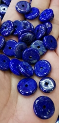 6pcs Genuine Lapis (Natural) A Grade Donut Circle Blue Lapis lazulie Gemstone  for Jewelry Making earrings-pendant 16mm