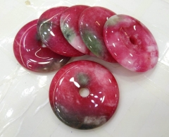 wholesale 10pcs  Cherry pink jade Circle donut gemstone pendant focal bead -red-yellow-white-black 25mm 30mm 35mm 40mm 45mm