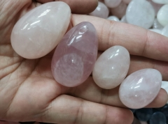Wholesale  5PCS  Genuine Pink quartz  Opalite Palm Stone-Genuine Rose Quartz Palm Stones, Reiki Infused Oval Egg cabochon Pendant --drilled