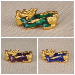 Top Quality --2pcs Emeral green Brass Pixiu Cloisonne Money Pixiu Animal  Charm purple gold Changeable Jewelry Findings 13-25mm