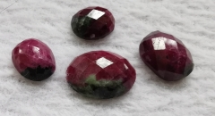 Last batch 4pcs Genuine Ruby Cabochons - Rare  Ruby -epidote ova egg  faceted cabs gemstone 8-16mm