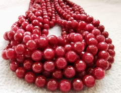 Mountain Jade Beads, Red, Faceted round 4mm 6mm 8mm 10mm 12mm - 16 inch strand Deep Jade for bracelet-necklace -earrings DIY